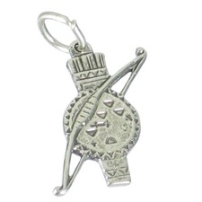 Faretra - Arco - Frecce Charm in argento sterling 2D .925 x 1 Ciondoli per tiro 