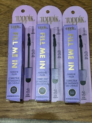 Lot Of 3 Toppik Fill Me In Hairline Filler Black 0.176oz New Root Touch ...