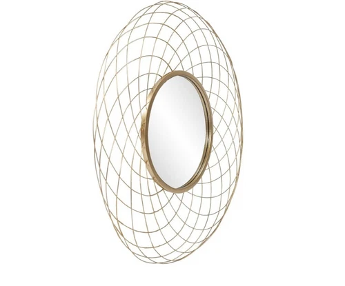 Howard Elliott 38” Round Wall Mirror Bright Gold Spirograph Design Accent.Vanity - Picture 2 of 5