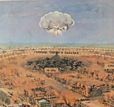 Soviet Cold War Big Poster - The Center of Nuclear Damage - Various Damage Zones