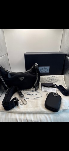 PRADA Black Handbag Nylon With Silver Accent (Excellent) Authentic! 🔥