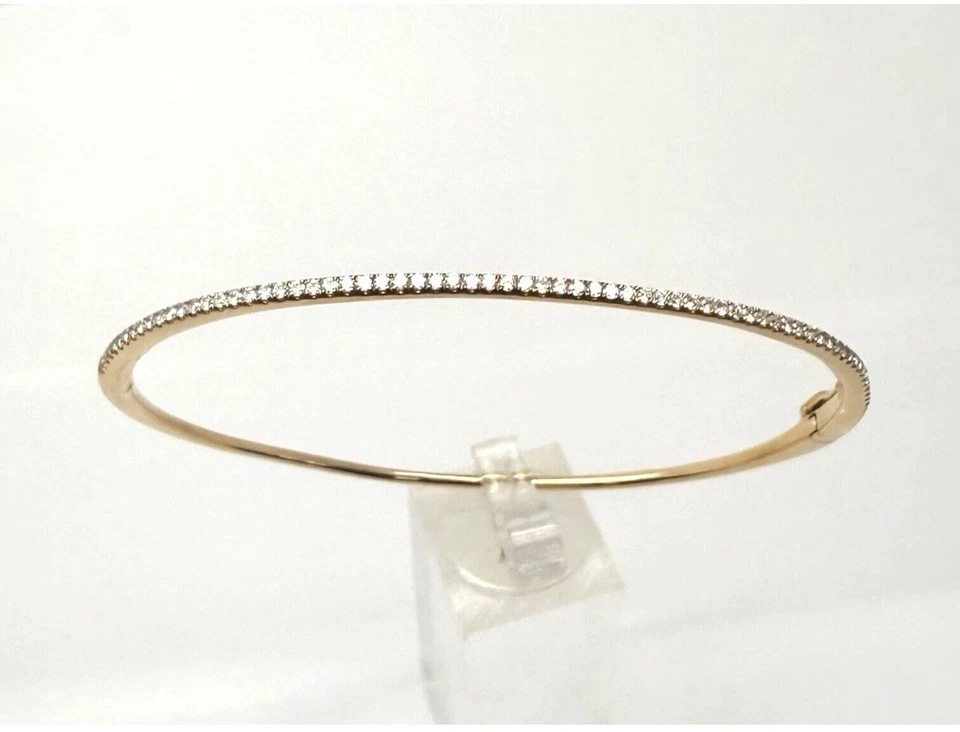 Bony Levy 18K 金色 0.55 tcw 钻石铰边手镯手链紧身 7 码 — 第 2/4 张图片