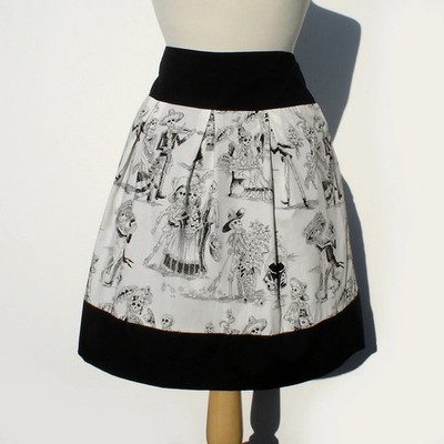 NWT Hemet Small Day of the Dead Skirt Black White Skeleton Catrina Rockabilly