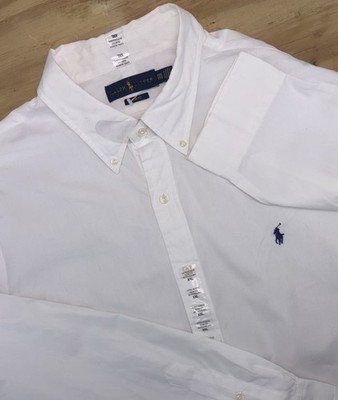 New Polo Ralph Lauren Men s XXL 2XL Slim Fit Solid White Button Down Blue Pony