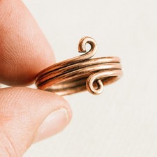 Handcrafted Copper Wire Wrap Thumb Ring: Spiral Statement Band, Bohemian Jewelry