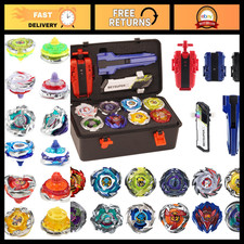 12 Burst Spinning Tops Set with 2 Launchers - Battle Gyro Toy for Kids 6-12