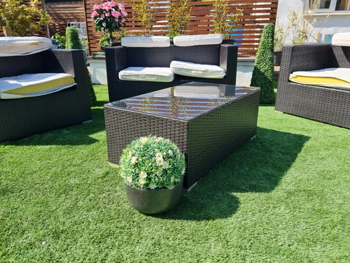 Rattan Garden Sofa Set with Cushions Indoor/Outdoor Furniture