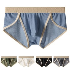 Soft Ice Silk Mens Briefs Underwear Low Waist Shorts with UConvex Pouch Feature