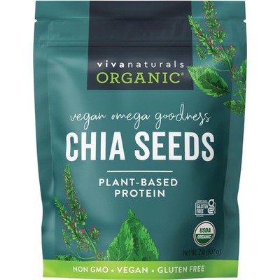 Viva Naturals Organic Chia Seeds, 2 lb, 32 Oz Gluten Free & Non-GMO ( HOT NEW) 