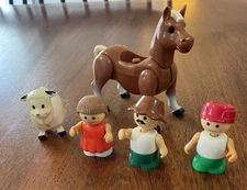 1980's Lil Playmates Playskool Little People Farm Playset Vintage Horse Sheep
