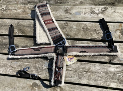 KING SERIES Cob small horse Navajo/Southwest fleece lined nylon breast collar & cinch set