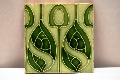 Antique Minton Hollins & Co Wall Tile Floret Pattern Stoke On Trent Porcelain"46 - Picture 1 of 4