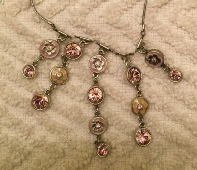 PILGRIM Cascade Necklace BLING FLOWER Bib Lavender Swarovski / Enamel  NWT  $75