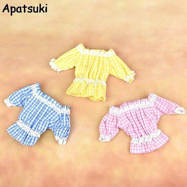 Off-shoulder Plaid Lace Clothes For 11.5in Doll 1/6 Flounced Top Shirt Outfits Off-shoulder Plaid Lace Clothes For 11.5in Doll 1/6 Flounced Top Shirt Outfits