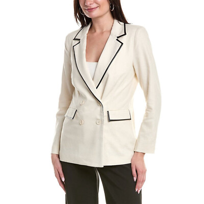 Vince Camuto Women's Oversized Linen-Blend Blazer, White, XL