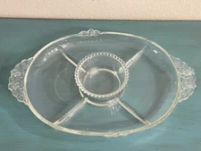 Vintage Rose Chip And Dip Glass tray made in Germany 16”x11”
