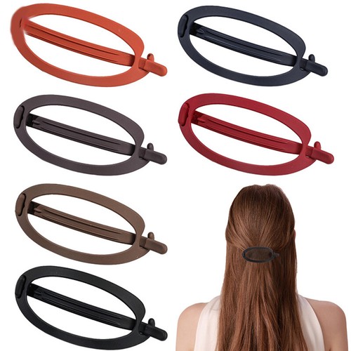 Women Vintage Plain Oval Large Simple Metal Free Hair Clip Barrette Matte❥ - Picture 3 of 18