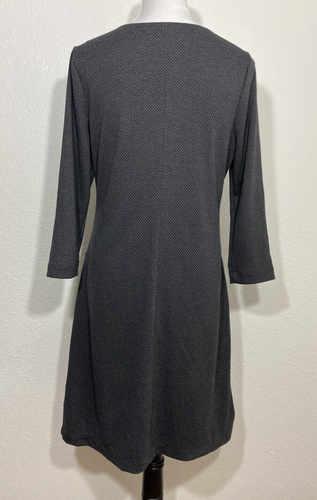 Nicole Miller Size M Women Gray Diamond Print Long Sleeve Sheath Dress Pocket - Picture 6 of 10