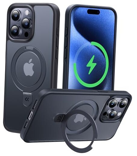 CASEKOO Genuine Official Magnetic Ring Stand Case for iPhone 15 Pro Black