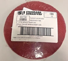 Standard Abrasives: Plain Buff & Blend Discs- 10 Pack, 6"x1/2", 860708