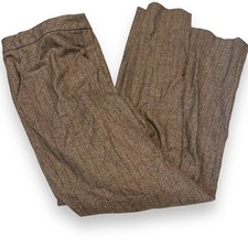 Escada Caramel Plaid Wool Blend Trousers Size 42 Pleated Business Dark Academia