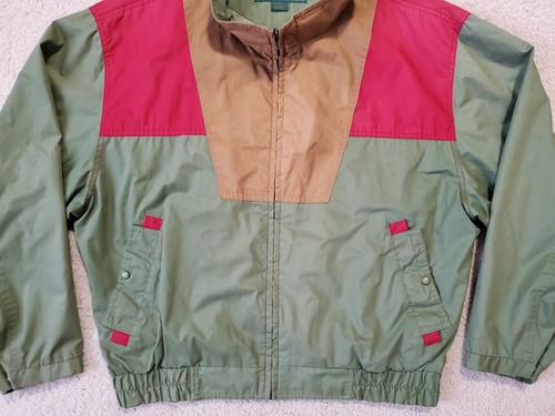 Vintage Field & Stream Green/Brown/Red Zip Nylon Windbreaker Jacket Size Large - Picture 4 of 9