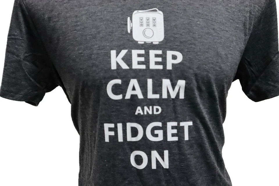 Camiseta Fidget Cube Keep Calm and Fidget On Gris Carbón Talla Grande Para Hombre Foto 2 de 4