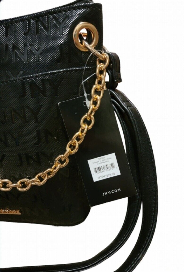Jones New York Signature Handbag Black Gold Chain Zipper New Jones New York Signature Handbag Black Gold Chain Zipper New