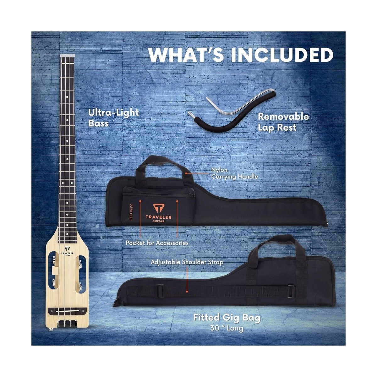 Traveler Guitar Ultra-light Electric Travel Bass Natural Satin for