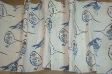 New Window Valance Lined Premier print Toile Blue BIRDS rod pocket 108" x 15" lg