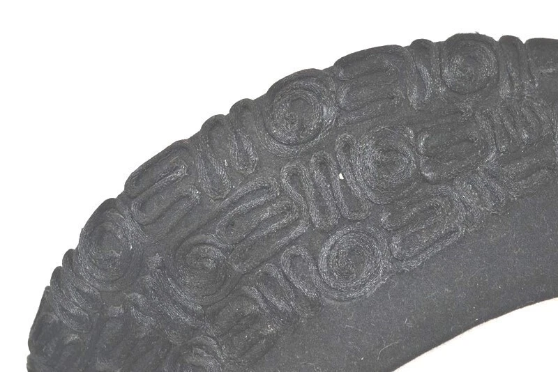 antique hat black wool felt beret style braid trim women 1940 original - Image 3 of 4