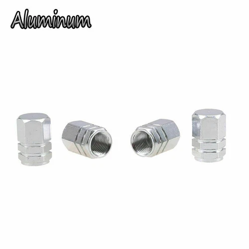 Silver 4PCS Aluminum Car, Van, Bike Wheel Tires Valves Tyre Stem Air Caps