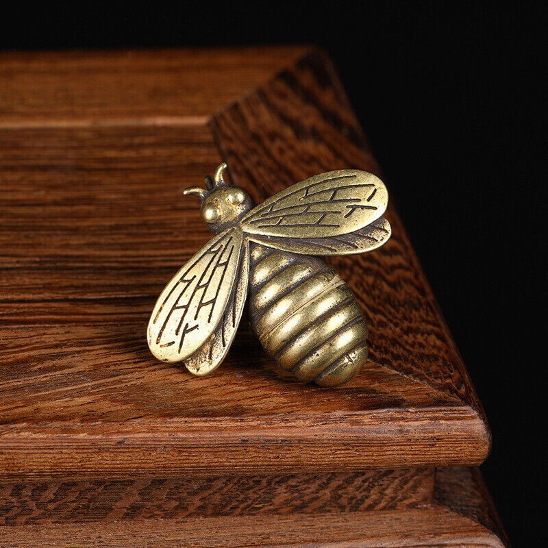 Solid Brass Bee Figurine Small Statue Home Ornament Figurines Collectibles