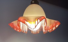 Small Vintage Handblown Glass Shade With Cranberry Edge