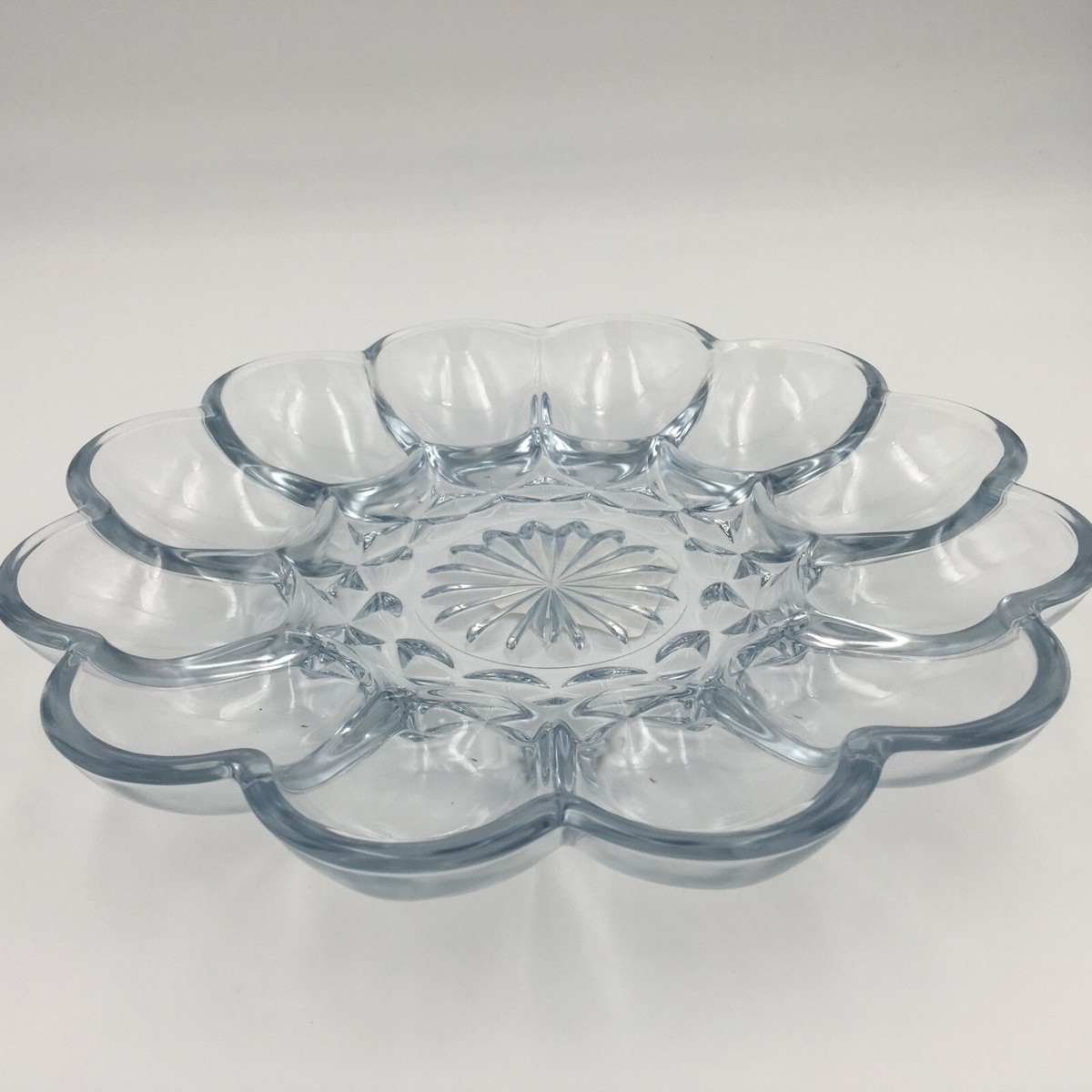 Deviled Egg Plate Anchor Hocking 10-Inch Crystal Clear Glass Egg
