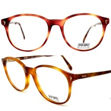 Kenzo Journaliste k111 Honey Havana Eyeglsses W Golden Leaf Pins, nOs 80s France