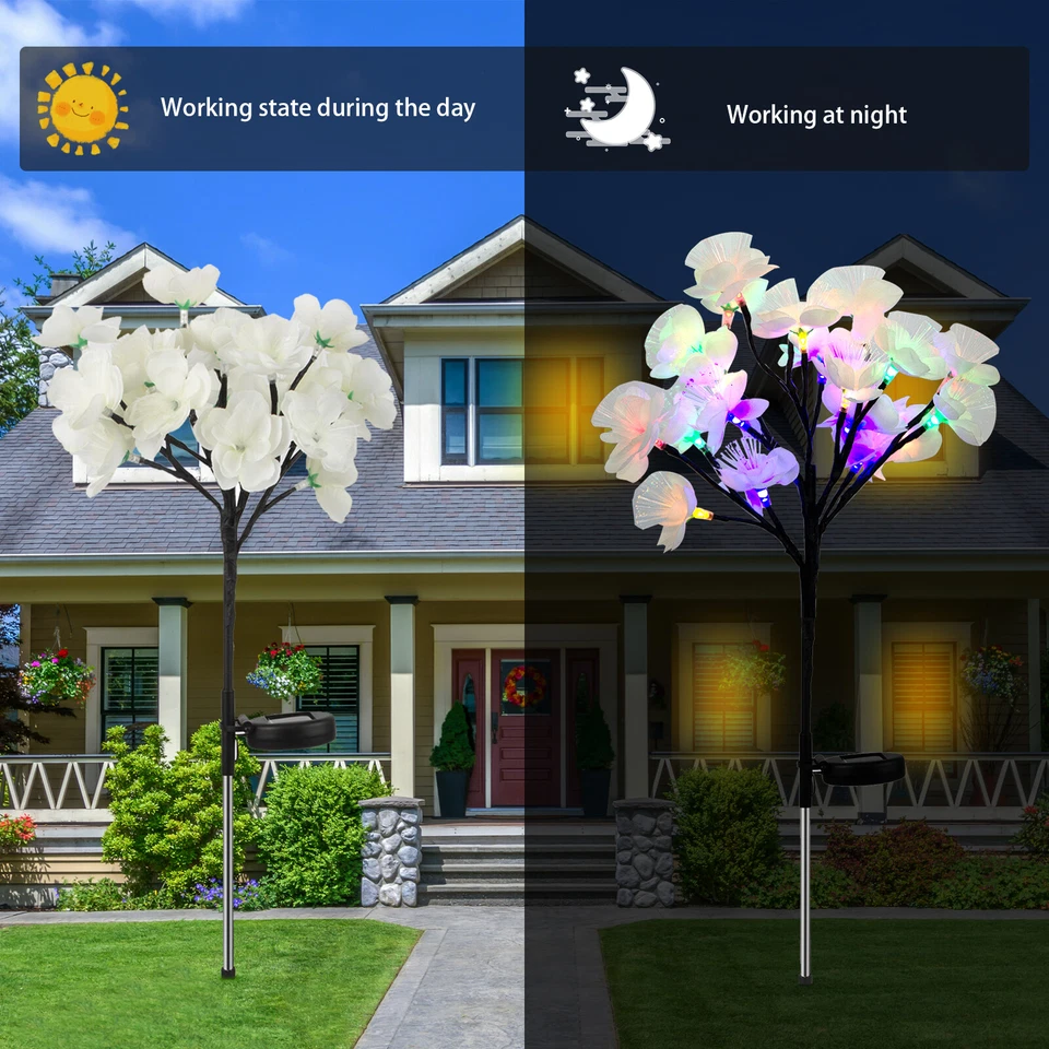 2 peças luzes solares LED para jardim à prova d'água flores luz decorativa para jardim externo - Imagem 4 de 4