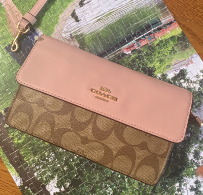 Coach Foldover Wristlet Wallet Clutch Signature Khaki Blossom NWT 