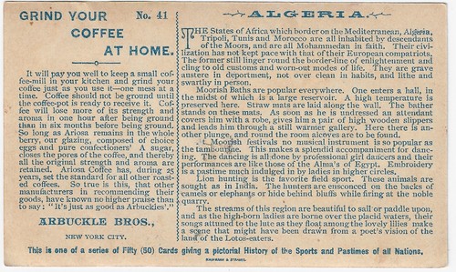 1893 Arbuckle's Bros. Coffee Advertising Trade Card No 41 Algeria - Picture 2 of 2