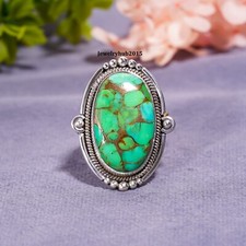 Green Copper Turquoise Ring Solid 925 Sterling Silver Handmade Ring MK KP-6