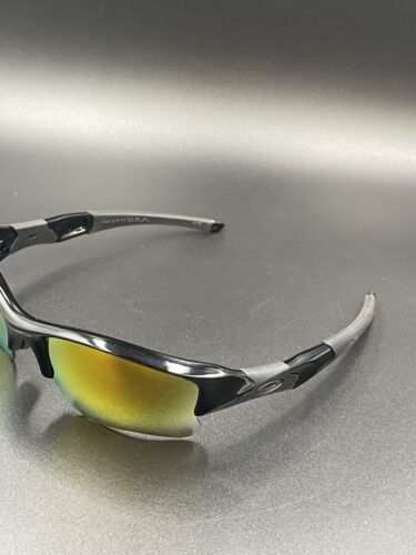 Oakley Flak Jacket 1.0 XLJ Polished Black w/ Fire Iridium Lenses - Picture 2 of 8