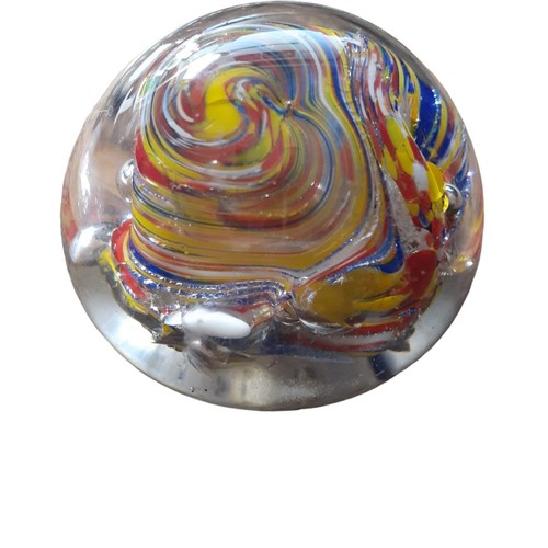 Art Glass Paper Weight Scramble Ribbons of Color 2.5" - Picture 13 of 13