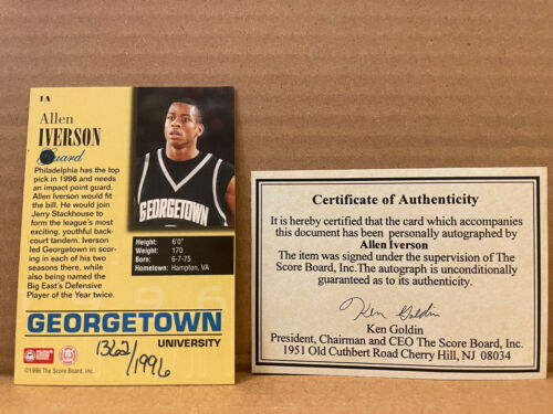 ALLEN IVERSON 1996 SCORE BOARD DRAFT DAY #1A AUTOGRAPH AUTO ROOKIE #'D 45/1996 - Picture 2 of 4