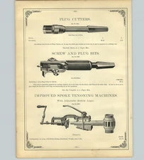 1890 PAPER AD Peace's Improved Spoke Tenoning Machine Felloe Boring Plug Bit