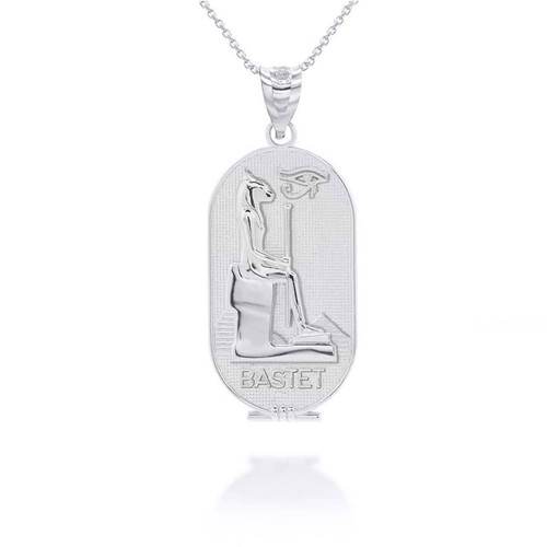 925 Sterling Silber Göttin Bastet Anhänger Halskette - Bild 1 von 4