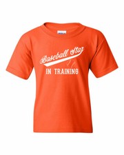 BASEBALL STAR IN TRAINING Youth Kids Orange T-Shirt S-XL FREE S H 