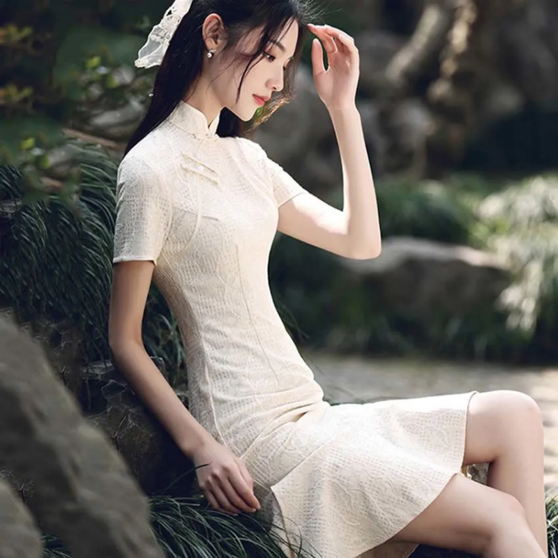 chinese style evening dresses uk Chinese Style High Neck Cap Sleeve Fit and Flare Evening Dress 3011001 –  SoloBridal main image 1