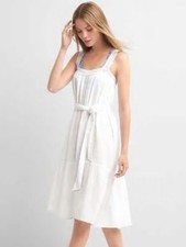 Gap Lace Trim Ruffle Tank Cover Up Dress, Size M Tall Optic White (82126)