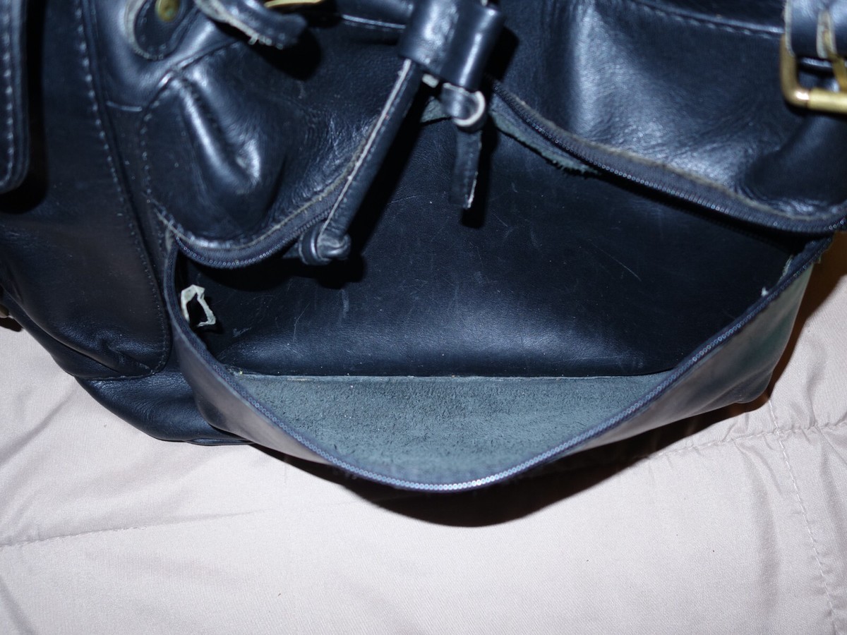 Vintage black leather Ellington Rucksack Company backpack Portland Oregon Vintage Ellington Leather Sling Backpack RUCKSACK Portland  main image 2