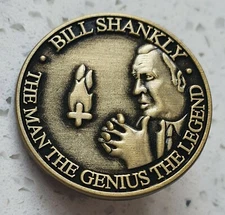 Liverpool Bronze Bill Shankly Pin Badge - The Man The Genius The Legend 